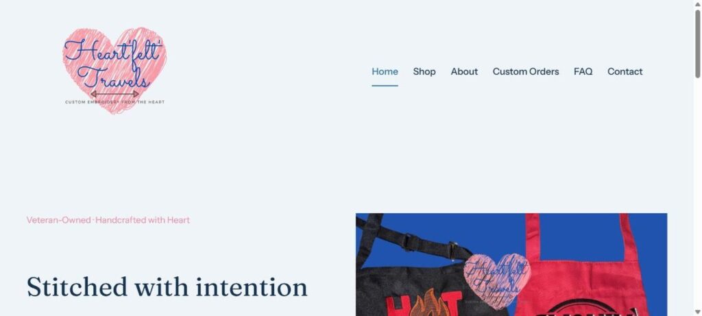 Heartfelt Travels homepage screenshot